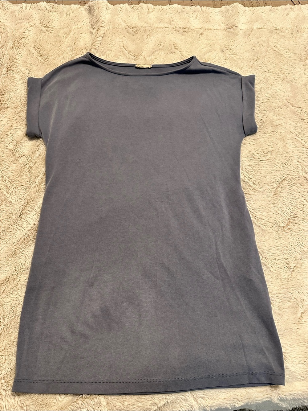 First Love Slate-Blue Boatneck Midi Dress with Pockets